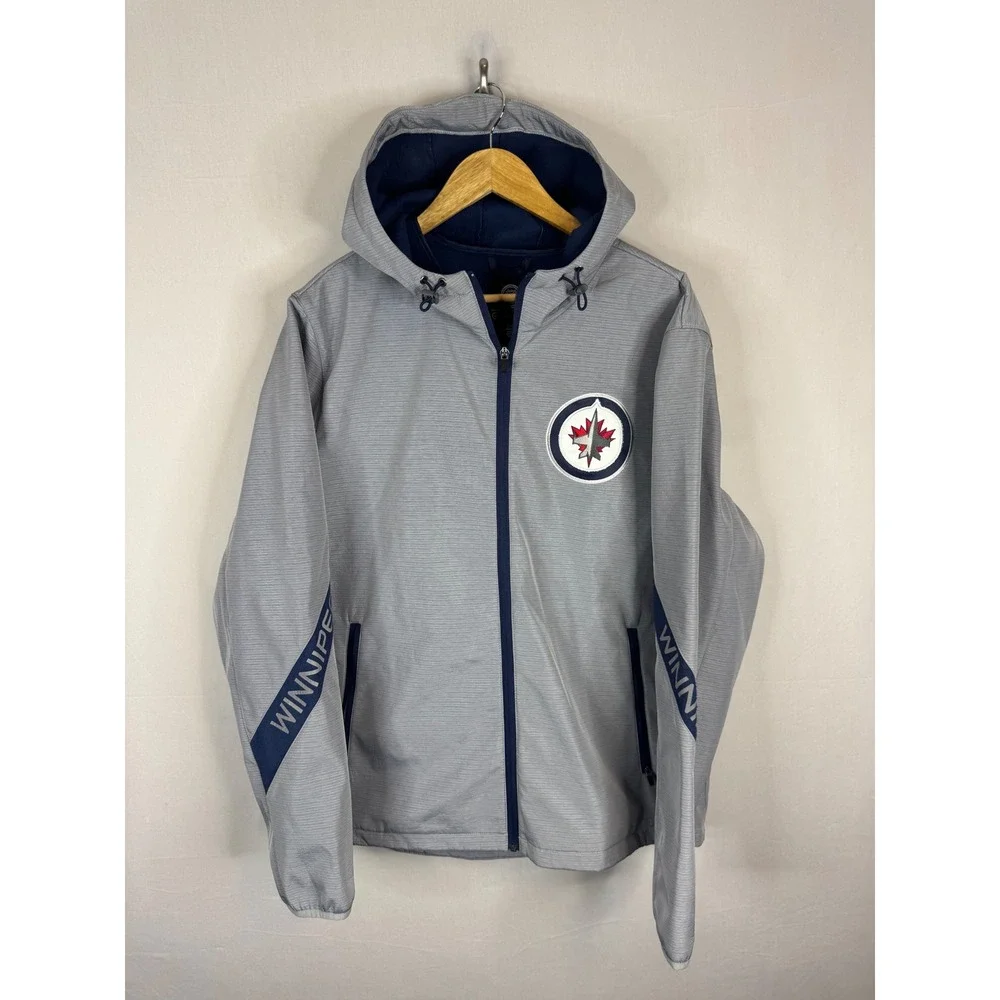 NHL Winnipeg Jets G-III Sports Carl Banks‎ Gray Hooded Softshell Jacket Mens L